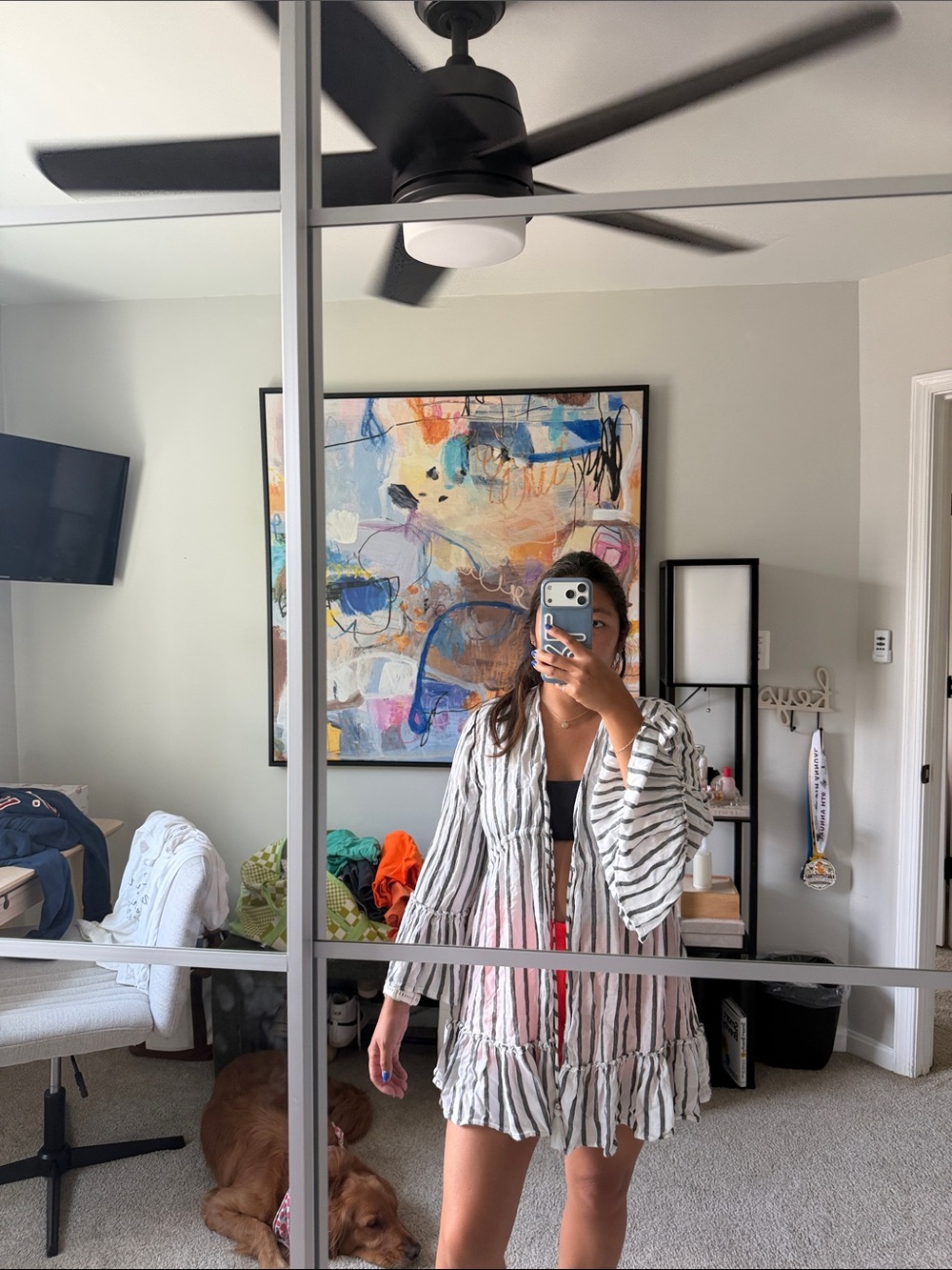 Striped Ruffle Cover-Up